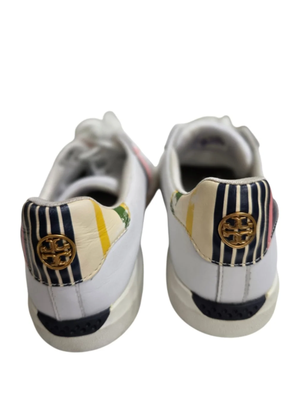 Women's Tory Burch Leather Sneakers, White and Pink Size 8